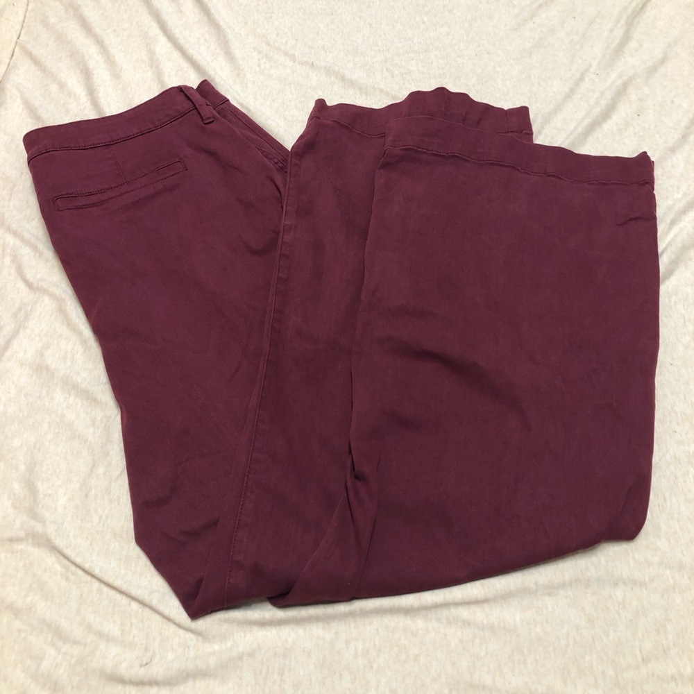 Cosmic Blue Love Super Wide Leg Pants Burgundy Women’s Size 32 Cotton Blend